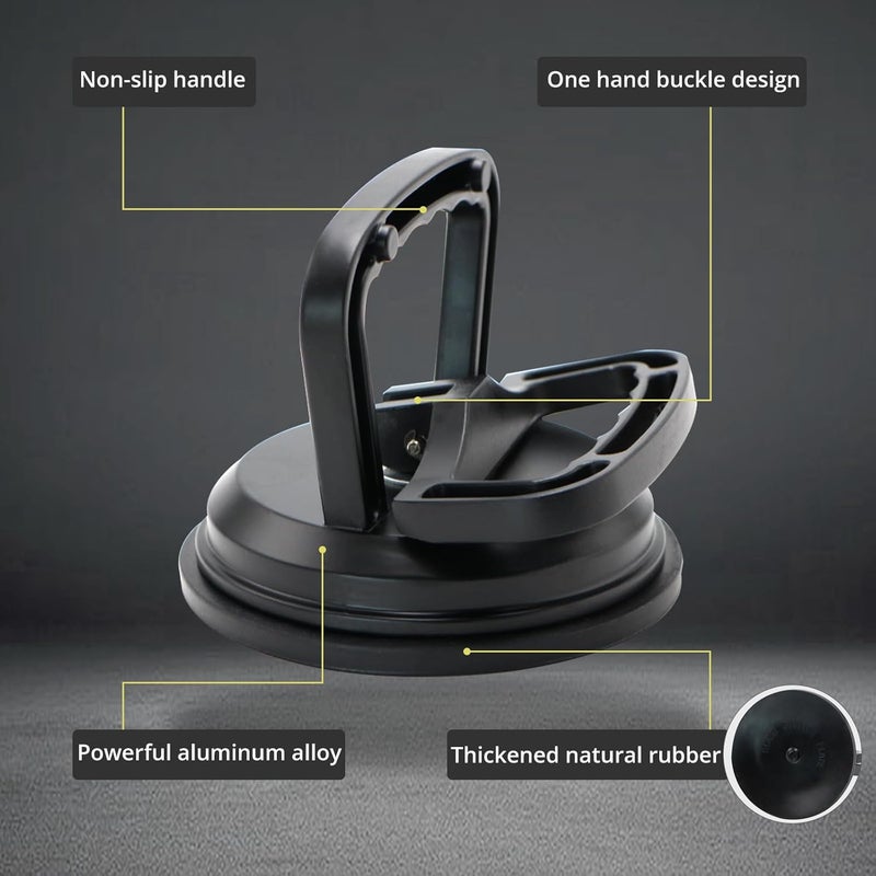 MAKERELE Powerful Aluminum Alloy Glass Suction Cup Small Handle Lifter 4.8",for Glass/Window/Tiles/Mirror/Granite Lifting,Double Handle Locking,Black - Image 4